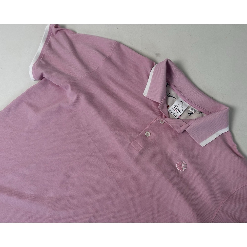 Puma Arnold Palmer Golf Invitational Logo Men's‎ 2XL Solid Pink Sport Polo Shirt